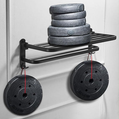 Towel Rack for Bathroom, Bath Towel Holder with Double Towel Bar and Foldable Towel Shelf, Rustproof Towel Organizer Wall Mounted Towel Storage Hanger for Bath/Balcony/Lavatory(24In Black)