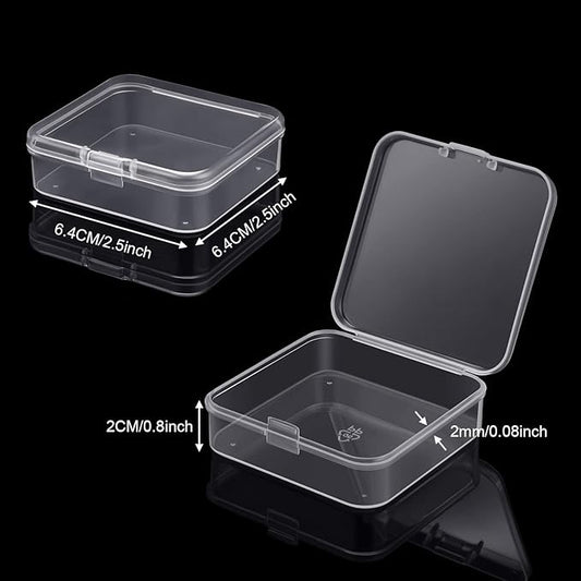 SATINIOR 24 Packs Small Clear Plastic Beads Storage Containers Box with Hinged Lid for Storage of Small Items, Crafts, Jewelry, Hardware (2.5 x 2.5 x 0.8 Inches)