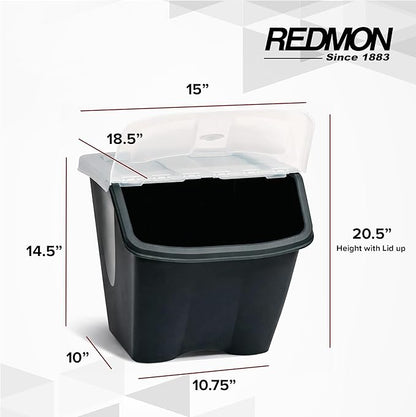Redmon Since 1883 10 Gallon Stackable Shutter Bins, Black, 7316