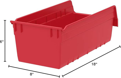 Akro-Mils 30088 Plastic Nesting ShelfMax Storage Bin Box, 18x8x6-Inch, Red (8-Pack)