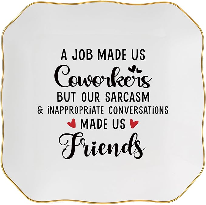 Jelershy Coworker Gifts for Women Jewelry Dish Tray - Co worker New Job Going Away Farewell Gifts for Coworkers Women Birthday Christmas Retirement Thank You Gift - A Job Made Us Coworkers&Friends