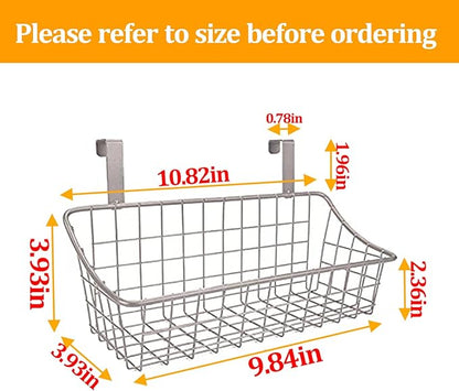 LeleCAT Basket with hook Grid Storage Basket,Hang it behind a door or on a railing,Over the Cabinet Door,Champagne Gray,2 Pack