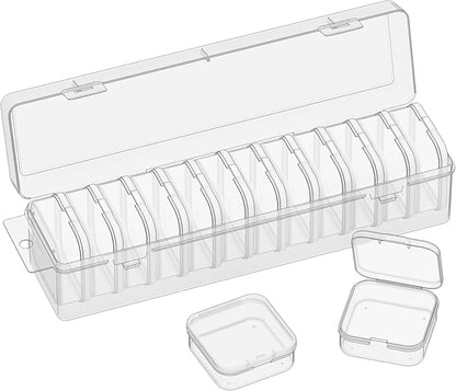 Bead Organizer Box, 13 Pcs Compartments Bead Organizer Box Set, Mini Clear Plastic Storage Containers for Bracelet Making DIY, Jewelry, Small Parts