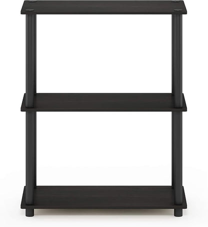 Furinno TURN-N-TUBE Storage Shelves, 3-Tier Book Shelf, Corner Shelf, Toolless Open Shelves, for Organization and Storage, Living Room, Garage, Home Office, Espresso