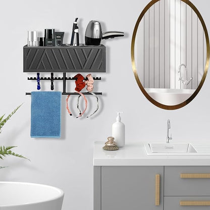 Ronjnndc Rustic Hair Dryer Holder Wall Mounted,Hair Styling Tools & Accessories Organizer,Bathroom Supplies & hot Tools vanities Organizer Caddy,for Storage Flat Iron,Blow Dryer,Curling Iron,Towel
