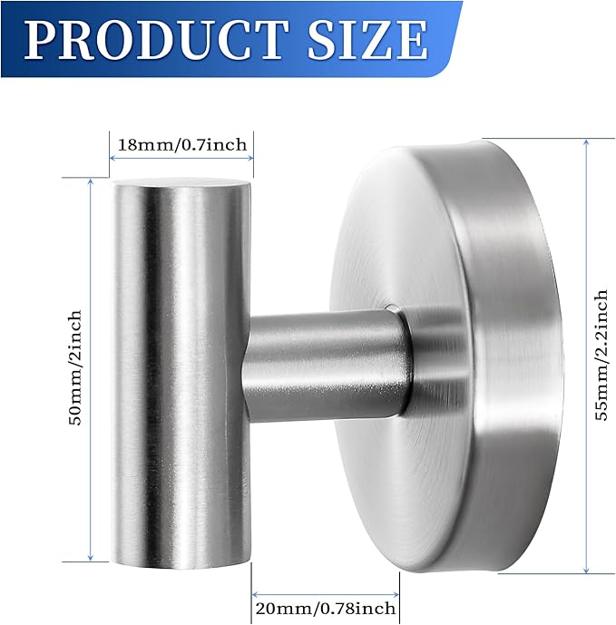 warlve Suction Cup Hooks No Drill Stainless Steel Shower Hooks Towel Hook Robe Hook Heavy Duty on Smooth and Non-Porous Surfaces in Bathrooms Kitchen Bedroom (2, Brushed Nickel)
