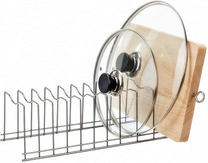 SANNO Pot Lid Organizer Pot Lid holder, Pots and Pans Organizer Drawer Plate Organizer for Bakeware Dish Plate, Cutting Boards, Pots & Pans, Serving Trays, Reusable Containers in Cabinet Pantry