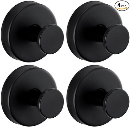 Supopular Reusable Heavy Duty Suction Cup Hooks for Kitchen/Bathroom/Shower - Wet-Proof Hooks for Towels, Robes, Loofah&Wreaths/No Drill Mounting on Glass, Tile, Metal (4, Matte Black)