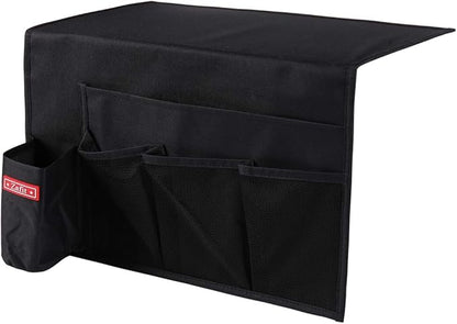 Zafit 5 Pockets Bedside Caddy, Bedside Storage Organizer for Water Bottles, Magazines, Phone, Glasses (5 Pockets-Black)