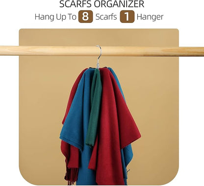 ZEDODIER Belt Hanger, 4 Pack Rotatable Belt Rack Closet Accessories Organizer, Maximum 24 Storage Capacity, Hanging Holder Storage Hook for Belt, Bra, Tank Top, Tie, Scarf, Purse, Silver