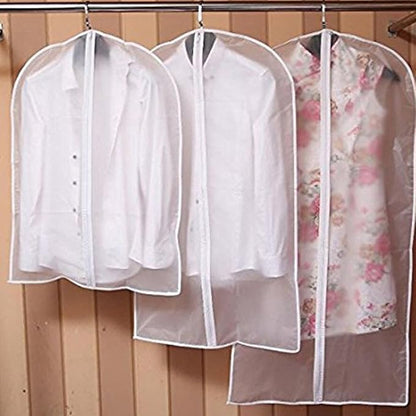 Bringsine Hanging Garment Bag Lightweight Clear Full Zipper Suit PEVA Dust Cover for Closet Clothes Storage See-Through Travel Organizer Dress Pack of 5 (60x100CM)