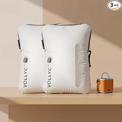 VOLLYC Travel Vacuum Bags with Pump, 25L Large Capacity Vacuum Bags for Travel, IPX7 Waterproof, Open Zipper, Reusable Space Saver Compression Bags for Luggage, Backpack, Suitcase, Home Storage