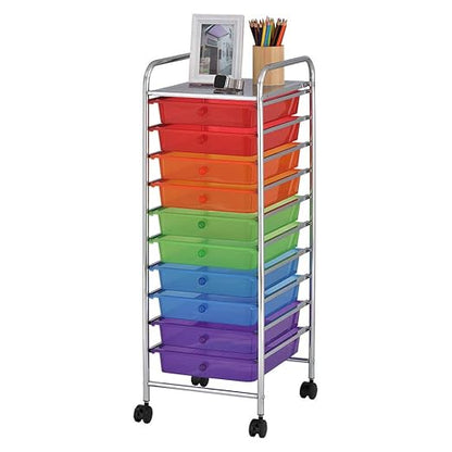 ECR4Kids 10-Drawer Value Mobile Oraganizer, Storage Cart, Assorted