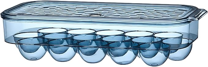 Plastic Covered Egg Container Holders Storage Cartons for Refrigerator Camping Traveling with Lid Blue