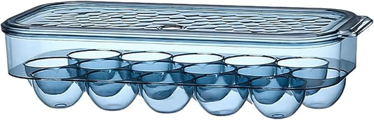 Plastic Covered Egg Container Holders Storage Cartons for Refrigerator Camping Traveling with Lid Blue