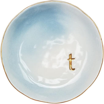 COLLECTIVE HOME - Ceramic Jewelry Tray, Decorative Trinket Dish for Rings Earrings Necklaces Bracelet Watch Keys, Birthday Mother's Day Christmas Gift for Women, 4.75", Colored Surface (T)