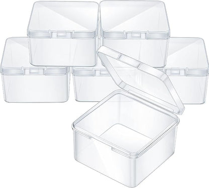 Jetec 6 Pieces Mini Plastic Clear Beads Storage Containers Box for Collecting Small Items, Beads, Jewelry, Business Cards, Game Pieces, Crafts (2.5 x 2.5 x 1.6 Inch)