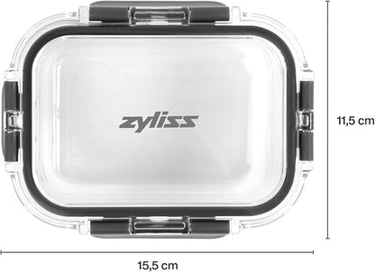 Zyliss Glass Food Storage Container 12.5oz, Shatter Resistant Borosilicate Glass, Airtight Leakproof Tritan Lid, BPA Free, Microwave, Freezer & Dishwasher Safe