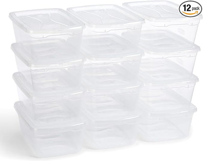 Rubbermaid Cleverstore 6 Qt Clear Storage Bins with Lids, 12-Pack, Stackable, BPA-Free, Made in USA