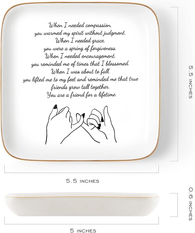 PUDDING CABIN Friend Birthday Gifts for Women Ring Trinket Dish You are Friends for a Lifetime Inspirational Friendship Gifts for Women Sister Her BFF Bestie Coworkers Female
