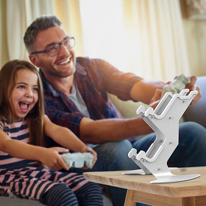 NBCP Controller Holder, Game Controller Headset Stand for Xbox Series X S/Xbox one / PS5 / PS4 / NS/PC/Headset, Aluminum Metal Headset Mount Universal Organizer for Video Game Accessories (White)