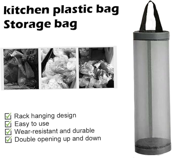 Plastic Bag Holder, 3Pcs Hanging Trash Bag Dispenser, Garbage Storage Organizer for Home Kitchen Under Sink