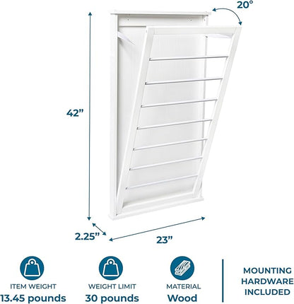 Honey-Can-Do The Perfect Wall Mounted Clothes Rack with Drying Rod and Drying Rack, A Space-Saving, Efficient Solution for Drying Clothes at Home, Keeping Your Laundry Organized and Your Space Neat