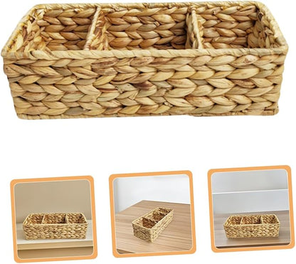 ABOOFAN Seagrass Box Rattan Storage Basket Handwoven Woven Storage Basket for Shelves and Desk