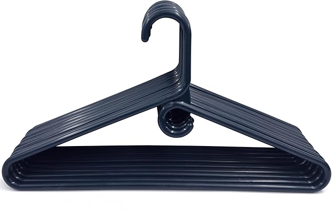 Rethink Your Room Clothes Hangers 10 Pack Plastic - Heavy Duty Space Saving Coat, Velvet Hangers, Pant Hangers for Closet Organization - Durable Non-Slip, Navy Wardrobe Essentials Bulk Storage