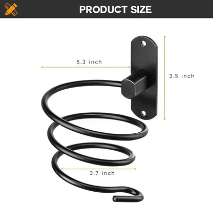 hicorfe Bathroom Hair Dryer Holder Hair Care Tools Holder Wall Mount (Black)