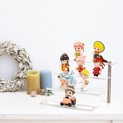 LileZbox 9 x 6 in Acrylic Display Risers Shelf for Pops Figures, Clear 4-Step Display Stand for Display Or Collection (small-2pack)