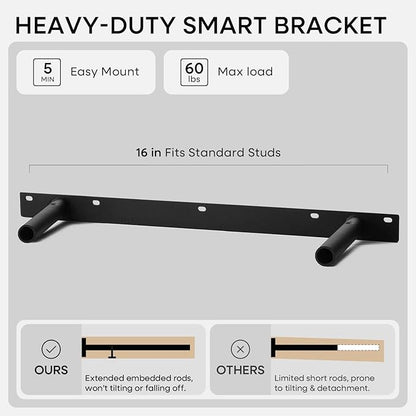 Homeforia 24 inch Golden Oak Floating Shelf, High End Solid Real Wood 24inch Small Floating Shelves for Wall Mounted, Oak Wooden 24in Floating Shelves, Heavy Duty Bracket, 24 X 6.5 X 1.75 in, Set of 3