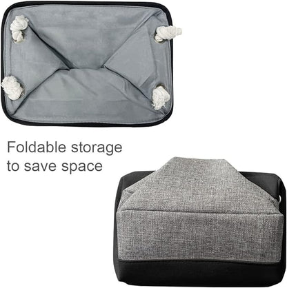 TheWarmHome Storage Basket for Organizing - 14x10x7 inch Medium 3 Pack Collapsible Storage Bin for Shelves with Rope, Fabric Storage Cubes for Organizer Cloth Gift Toy Closet (Black & Grey)