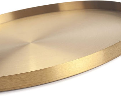 IVAILEX Gold Stainless Steel Round Jewelry and Make up Organiser/Candle Plate Decorative Tray (12.6 inches)