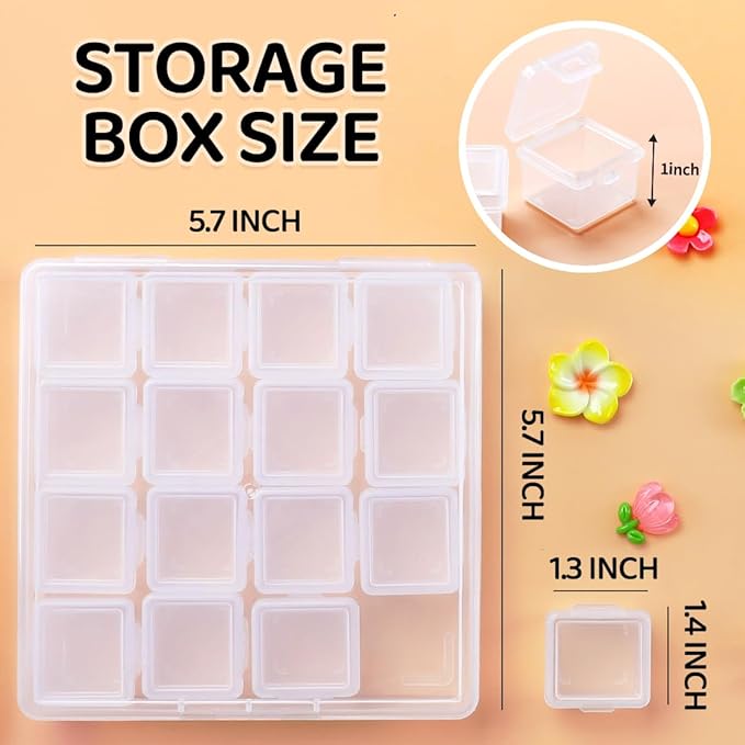 Eppingwin 16 Grids Bead Organizer, Craft Organizers and Storage, Acrylic Organizers, Plastic Bead Organizer Box for Crafts Organizing Storing