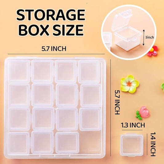 Eppingwin 16 Grids Bead Organizer, Craft Organizers and Storage, Acrylic Organizers, Plastic Bead Organizer Box for Crafts Organizing Storing