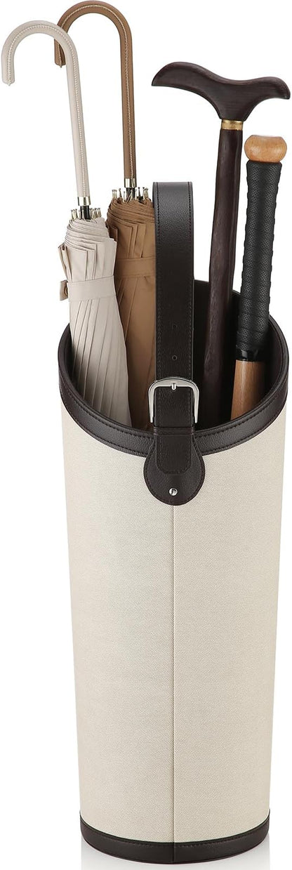 Artificial Leather Umbrella Holder Rack Hallyway Cane Stand for Entryway Large Capacity Can Storage 10 Umbrella Mid-Century Modern Stylish Umbrella Storage with Removable Drip Water Tray