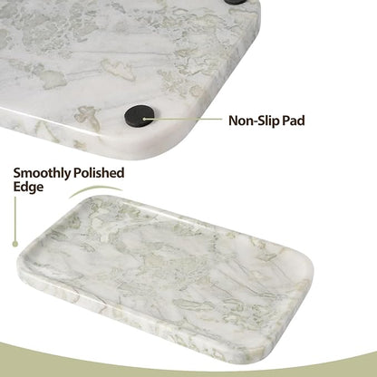 Karibiber Marble Vanity Tray, Large Stone Bathroom Tray for Countertop, 14'' African Gem Genuine Marble Decorative Tray for Dresser, Green Kitchen Trays for Counter,Perfume Storage, Non-Resin/Ceramic