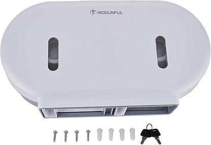 Toilet Paper Towel Roll Dispenser - Horizontal Modunful Wall Mount Jumbo Double Roll Paper Holder White