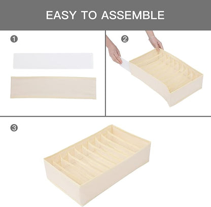 Qozary 4 Pack Drawer Organizers for Clothing, 10 Grids Foldable Dresser Drawer Organizers, Clothes Organizer for Folded Clothes, T-shirt, Tank Tops, Camisoles, Underwear, Leggings, Baby Clothes