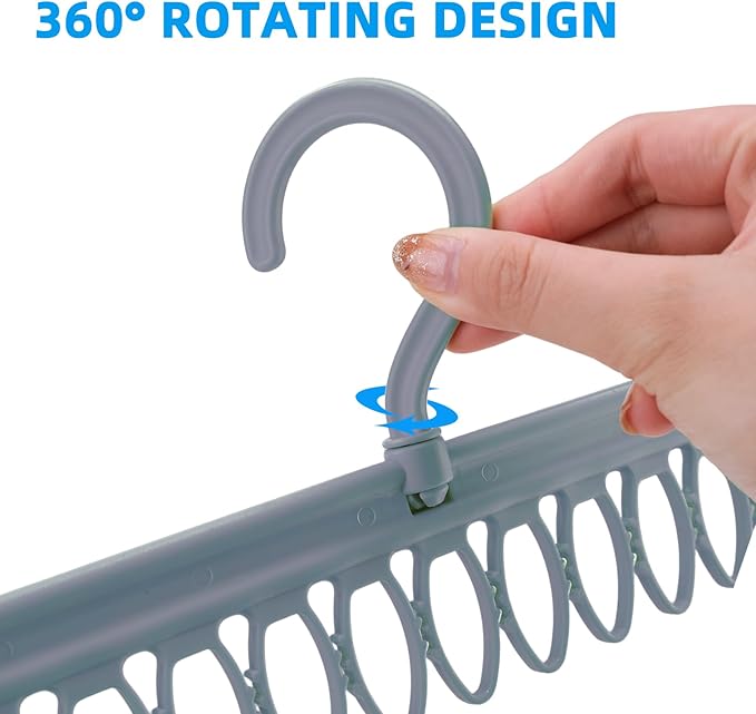 Socks Drying Racks Hanger Socks Organizer Hook Hanger with 54 Clips, Clothes Drying Racks Windproof for Drying Socks Bras Underwears Baby Clothes, Hats Scarfs Towels Pants and Gloves Diaper (Grey)