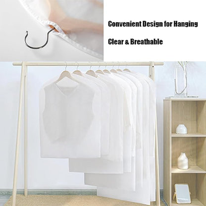 LeLehome Set of 5 Transparent Garment Bags, 24" X 32" Dustproof Washable Clear Travel Suits Clothes Covers, See-Through Coats Organizer Dress Protector Storage Bags