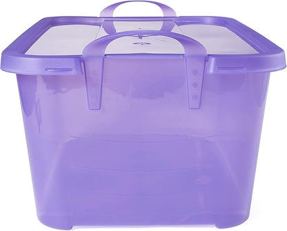 Life Story 12 Pack Light Duty Stackable Storage Bin, 55 Quart Home Organizer, Versatile Lightweight Locking Bins with Carrying Handles, Purple