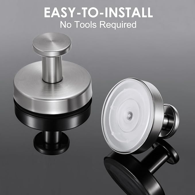 PZTO Suction Cup Hooks:Metal Hanger,for Galss Window Door & Tile Wall,Shower Bathroom Towel Holder Hanging Hook, 2 Pack (Brushed Silver)