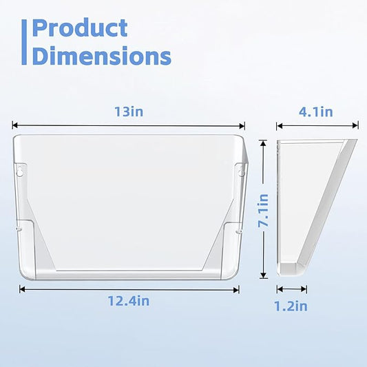 SUPEASY Clear Acrylic Single Pocket, Large Plastic Hanging Wall Mount File Holder Wall File Organizer for Mails, Document, Magazine, Letter Size for Office Home, 3 Pack