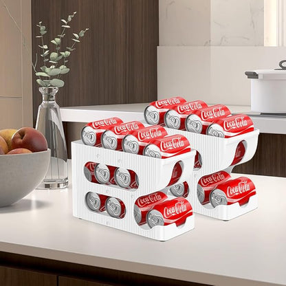Soda Can Organizer for Pantry/Fridge, Automatic Rolling Pop Can Dispenser/Storage/Holder/Container for Refrigerator, Saving Space Drink Organizer for Fridge, 2-Pack Holds 24 Standard Cans