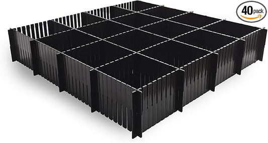 40Pcs Drawer Dividers, 14.96" x 2.76", Thin, DIY Plastic Drawer Separators, Large Adjustable Dresser Drawer Organizer for Clothes, Bedroom, Bathroom, Kitchen Cutlery, Desk, Office Storage