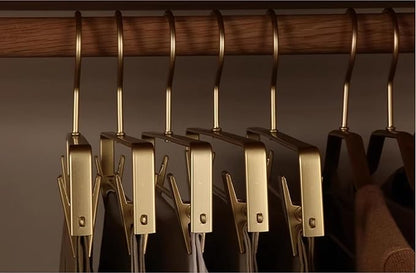 Premium Matte Gold Aluminum Pants Clip Hanger 100 Pack, Extra Smooth & Durable Metal Shirt Dress Aluminum Alloy Hanger,Clothing Support,Clothing Hang