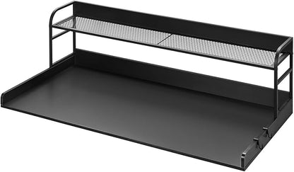 VEVOR Washer Dryer Countertop with 2-Tier Shelf, 54" x 27" Wooden Washer and Dryer Countertop with Anti-Slip Pads, Water-Resistant Laundry Topper Cover for Laundry Room Organization and Storage, Black