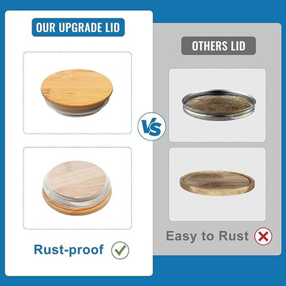 Laundry Detergent Dispenser Set with Bamboo Lids and Handles - Easy Pour 3 Pack 50 oz Liquid Laundry Containers for Laundry Room Organization and Storage